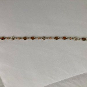 Vintage Gold tone bracelet with brown and cream stones